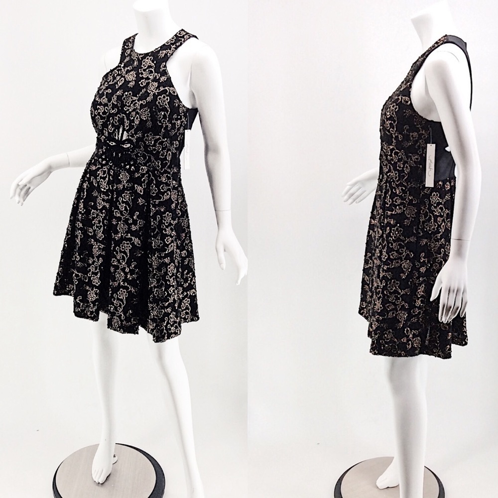 NWT PHOEBE /KAY UNGER Black & Gold Cocktail Dress